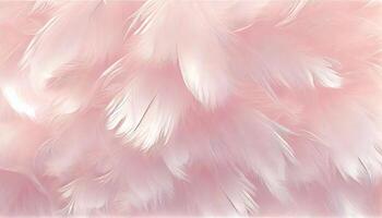 , Beautiful light pink closeup feathers, photorealistic background. Small fluffy pink feathers randomly scattered forming photo