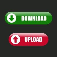 Download green and upload red web buttons with arrow symbols. Vector design.