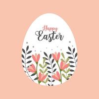 Flowers ornament on egg vector design. Happy Easter sign. Graphic illustration.