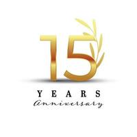 15 Years anniversary gold logo design vector