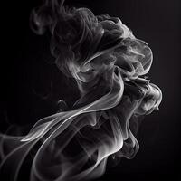 Thick white smoke on a dark background - AI generated image photo