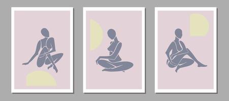 Matisse inspired posters with women silhouettes. Henri Matisse abstract female figures. Vector illustration