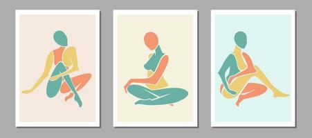 Matisse inspired posters with women silhouettes. Henri Matisse abstract female figures. Vector illustration