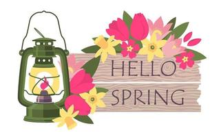 SPRING SIGNBOARD LANTERN vector