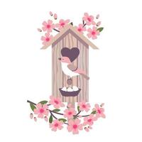 SPRING BIRDHOUSE NEST vector