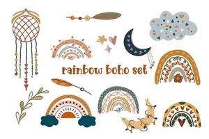 arco iris boho conjunto acortar letras vector