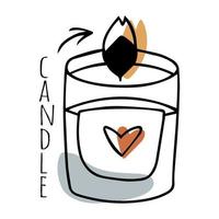 Doodle cute candle, self care vector
