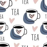Seamless pattern Doodle cup of tea with self care vector