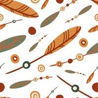 Seamless pattern Boho ethnic bird feather vector