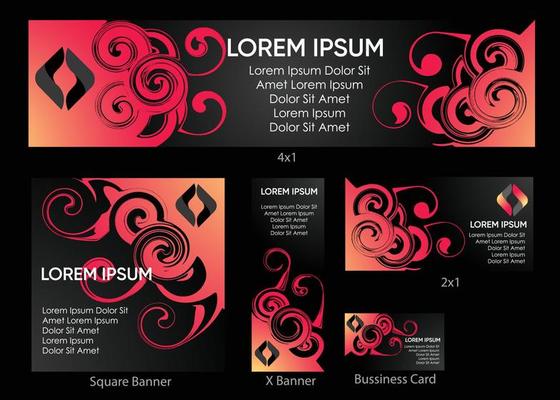 Black and Flame Abstract gradient company banner backdrop advertisement corporate design set or pack