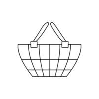 Simple outline doodle shopping basket. Isolated on white background. vector