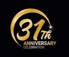 31th Anniversary ordinal number Counting vector art illustration in stunning font on gold color on black background