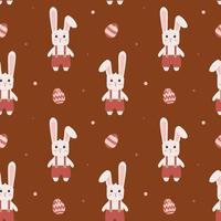 Seamless pattern with bunny and easter eggs. Background for wrapping paper, greeting cards and seasonal designs. Happy Easter Day. vector