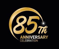 85th Anniversary ordinal number Counting vector art illustration in stunning font on gold color on black background