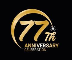 77th Anniversary ordinal number Counting vector art illustration in stunning font on gold color on black background