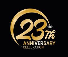 23th Anniversary ordinal number Counting vector art illustration in stunning font on gold color on black background