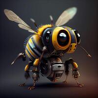 generativo ai, robot cyborg abeja, concepto blockchain y tecnología redes, amarillo mecánico insecto. Steampunk cyberpunk estilo, artificial inteligencia foto