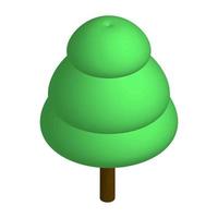 Isometric green tree with three tiers isolated on white. Brown trunk and green crown. Vector EPS10.