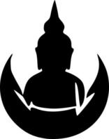 black and white of buddha icon shape vector