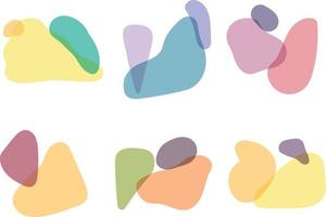 Set of abstract hand drawn shapes in different transparent colors. Vector art