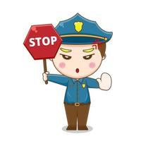 Cute police with stop sign vector