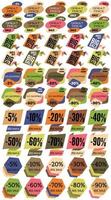 Set of Sale Discount Labels, Tags, Emblems. Web collection of stickers and badges for sale. Isolated vector illustration.