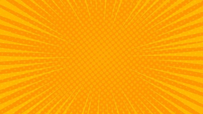 Orange comic book page background in pop art style with empty space. Template with rays, dots and halftone effect texture. Vector illustration