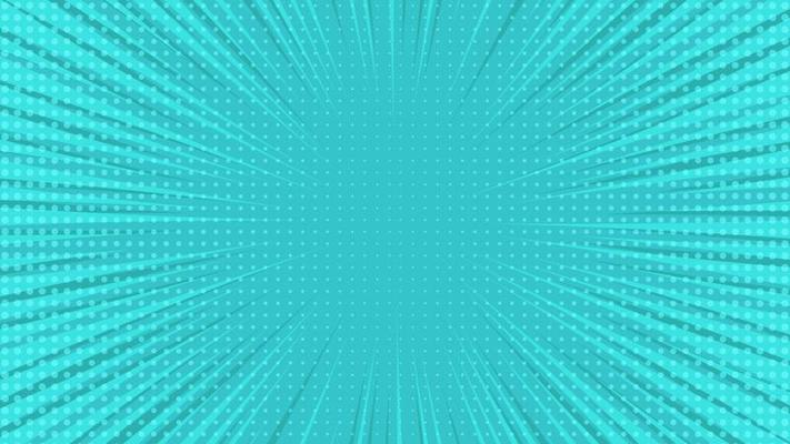 Blue comic book page background in pop art style with empty space. Template with rays, dots and halftone effect texture. Vector illustration