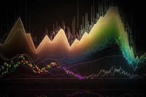 , stock market chart lines, financial graph on technology abstract background represent financial crisis, financial meltdown. Technology concept, trading market concept. photo