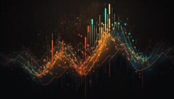 , stock market chart lines, financial graph on technology abstract background represent financial crisis, financial meltdown. Technology concept, trading market concept. photo