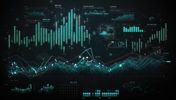 generativo ai, valores mercado gráfico líneas, financiero grafico en tecnología resumen antecedentes representar financiero crisis, financiero fusión de un reactor. tecnología concepto, comercio mercado concepto. foto