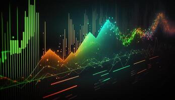 , stock market chart lines, financial graph on technology abstract background represent financial crisis, financial meltdown. Technology concept, trading market concept. photo