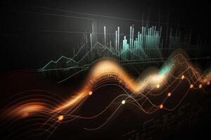 , stock market chart lines, financial graph on technology abstract background represent financial crisis, financial meltdown. Technology concept, trading market concept. photo