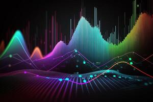 , stock market chart lines, financial graph on technology abstract background represent financial crisis, financial meltdown. Technology concept, trading market concept. photo