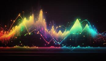 generativo ai, valores mercado gráfico líneas, financiero grafico en tecnología resumen antecedentes representar financiero crisis, financiero fusión de un reactor. tecnología concepto, comercio mercado concepto. foto