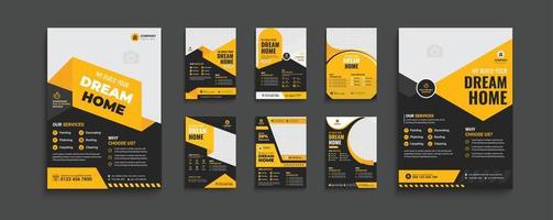 construction mega business flyer bundle, contractor flyer design, handyman home repair a4 poster, Renovation banner Template, hvac flyer layout template, excavator report template design bundle vector