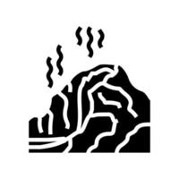 fuego caliente volcán glifo icono vector ilustración