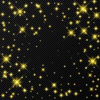 oro fondo con estrellas y polvo destellos aislado en oscuro vector