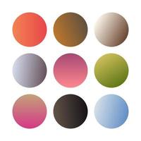 Round gradients spheres. Set of nine trendy multicolored Gradients. Vector illustration