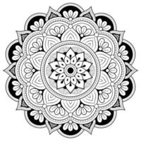 lujo ornamental mandala diseño, negro y blanco línea arte, oriental vector indio estilo.