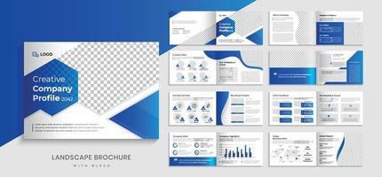 Landscape multipage brochure design or corporate business company profile brochure template