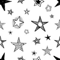 fondo transparente de estrellas de garabatos. estrellas dibujadas a mano negra sobre fondo blanco. ilustración vectorial vector