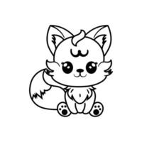 CUTE ILLUSTRATION OF FOX COLORING BOOK vector