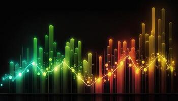 generativo ai, valores mercado gráfico líneas, financiero grafico en tecnología resumen antecedentes representar financiero crisis, financiero fusión de un reactor. tecnología concepto, comercio mercado concepto. foto