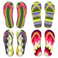 Set of Beach Slippers. Colorful Summer Flip Flops Over White Background vector