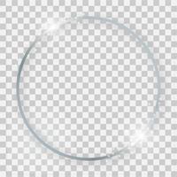 Silver shiny round frame with glowing effects and shadows vector