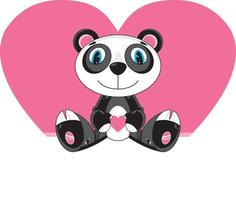 Cute Cartoon Valentine Panda Bear Character vector