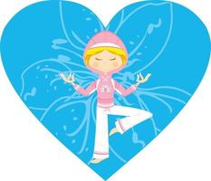 Cute Cartoon Meditating Yoga Girl in Hoodie Illustration vector