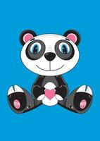 Cute Cartoon Valentine Panda Bear Character vector