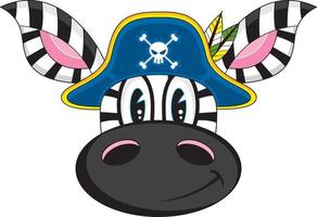 Cartoon Swashbuckling Zebra Pirate Captain Illustration vector